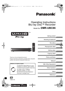 Manual Panasonic DMR-UBC86EN Blu-ray Player