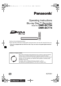 Manual Panasonic DMR-BCT84EN Blu-ray Player