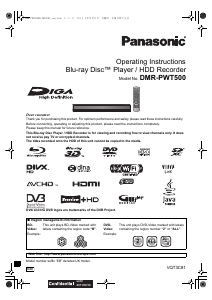 Manual Panasonic DMR-PWT500EB Blu-ray Player