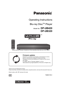 Manual Panasonic DP-UB320EB Blu-ray Player