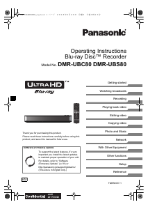 Manual Panasonic DMR-UBC80EG Blu-ray Player