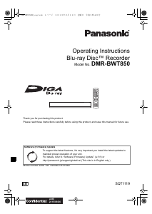 Manual Panasonic DMR-BWT850EB Blu-ray Player