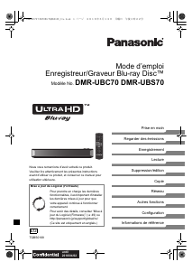 Mode d’emploi Panasonic DMR-UBC70EG Lecteur de blu-ray