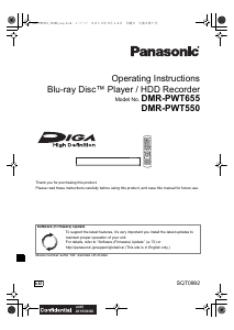 Manual Panasonic DMR-PWT550EB Blu-ray Player