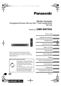 Mode d’emploi Panasonic DMR-BWT850EC Lecteur de blu-ray