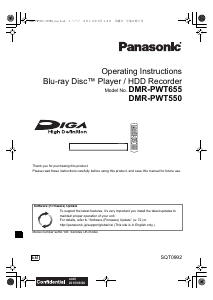 Manual Panasonic DMR-PWT655EB Blu-ray Player