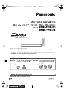 Bruksanvisning Panasonic DMR-PWT635EB Blu-ray spelare