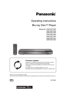 Bruksanvisning Panasonic DMP-BDT465EG Blu-ray spelare