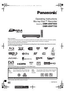 Manual Panasonic DMR-BWT700EB Blu-ray Player
