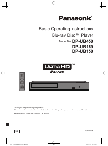 Manual Panasonic DP-UB150EB Blu-ray Player