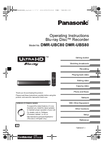 Manual Panasonic DMR-UBS80EG Blu-ray Player