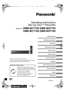 Manual Panasonic DMR-BCT765EG Blu-ray Player
