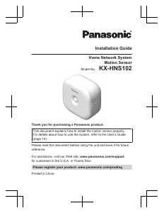 Manual Panasonic KX-HNS102 Motion Detector