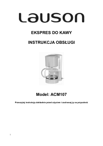 Instrukcja Lauson ACM107 Ekspres do kawy