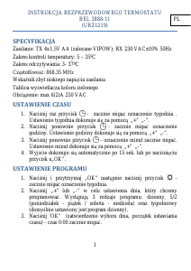 Instrukcja Kemot URZ1219 Termostat