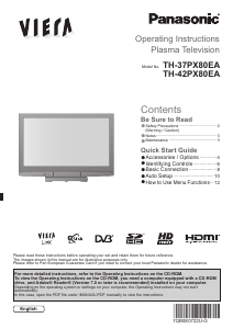 Handleiding Panasonic TH-37PX80EA Viera Plasma televisie