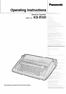 Manual Panasonic KX-R191 Typewriter