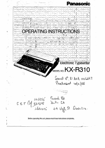 Manual Panasonic KX-R310 Typewriter