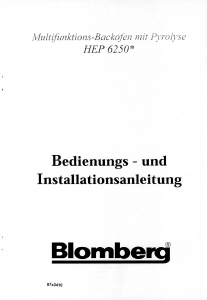 Bedienungsanleitung Blomberg HEP 6250 Herd