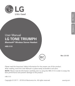 Manual LG HBS-510 Tone Triumph Headset