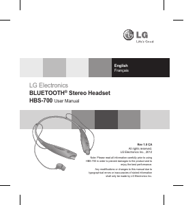 Mode d’emploi LG HBS-700 Headset