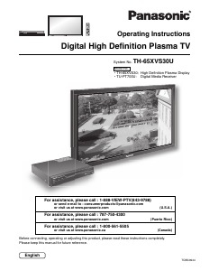 Manual Panasonic TH-65XVS30U Plasma Television