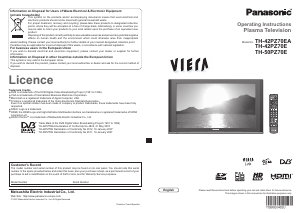 Manual Panasonic TH-42PZ70E Viera Plasma Television