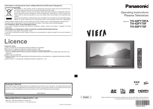 Manual Panasonic TH-42PY70FA Viera Plasma Television