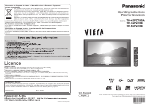 Manual Panasonic TH-50PZ70B Viera Plasma Television