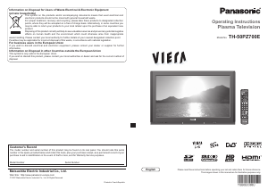 Handleiding Panasonic TH-50PZ700E Viera Plasma televisie