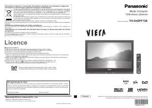 Mode d’emploi Panasonic TH-D42PF72F Viera Téléviseur plasma
