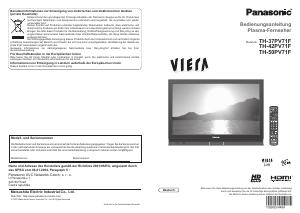 Bedienungsanleitung Panasonic TH-50PV71F Viera Plasma fernseher