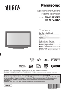 Handleiding Panasonic TH-46PZ85EA Viera Plasma televisie