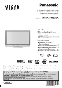 Bedienungsanleitung Panasonic TH-D42PN83EA Viera Plasma fernseher