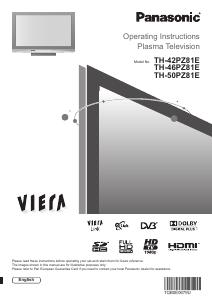 Manual Panasonic TH-46PZ81E Viera Plasma Television