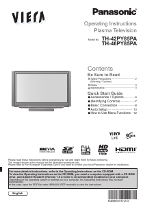 Manual Panasonic TH-42PY85PA Viera Plasma Television