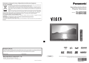 Handleiding Panasonic TH-50PX700E Viera Plasma televisie