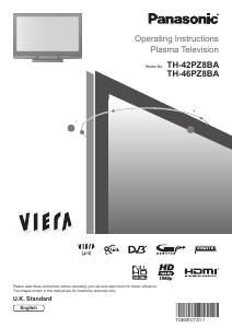 Manual Panasonic TH-46PZ8BA Viera Plasma Television