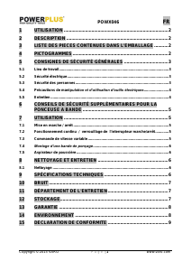 Mode d’emploi Powerplus POWX046 Ponceuse à bande