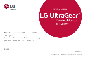 Handleiding LG 27GL850-B UltraGear LED monitor