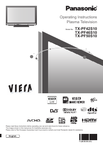 Manual Panasonic TX-PF50S10 Viera Plasma Television