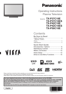 Handleiding Panasonic TX-P50C10E Viera Plasma televisie