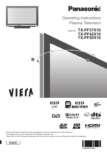 Manual Panasonic TX-PF42X10 Viera Plasma Television