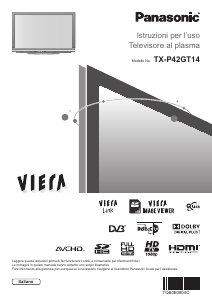 Manuale Panasonic TX-P42GT14 Viera Plasma televisore