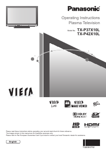 Handleiding Panasonic TX-P37X10L Viera Plasma televisie