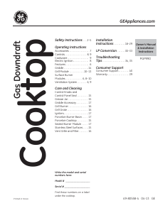 Handleiding GE PGP990DEFBB Profile Kookplaat