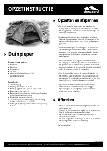 Handleiding De Waard Duinpieper Tent