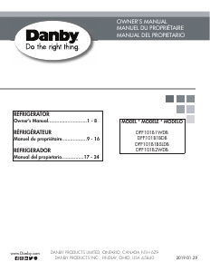 Mode d’emploi Danby DFF101B1BSLDB Réfrigérateur combiné
