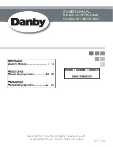 Manual de uso Danby DMW11B1BBSDB Microondas