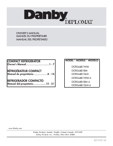 Manual Danby DCR044B1WM Refrigerator